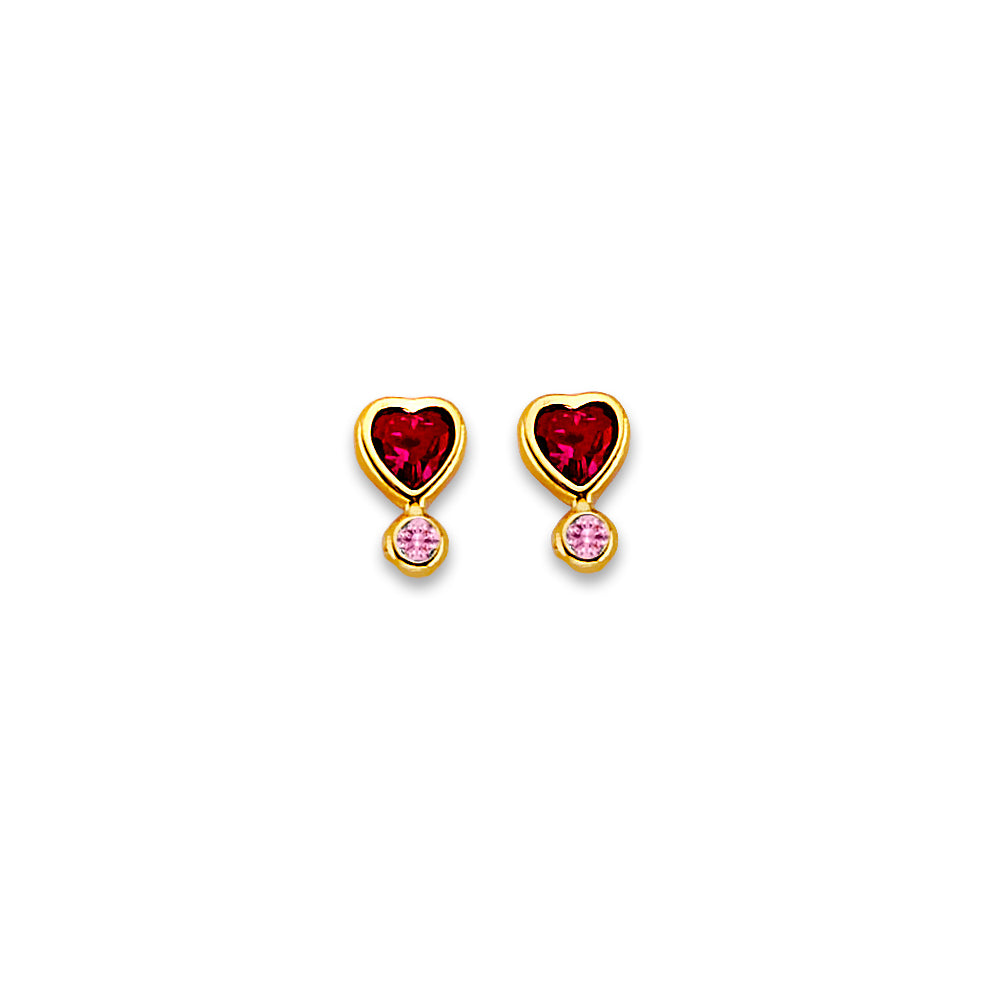 14KT REAL GOLD HEART STUD EARRINGS FOR KIDS