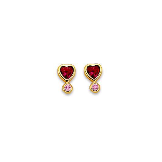 14KT REAL GOLD HEART STUD EARRINGS FOR KIDS