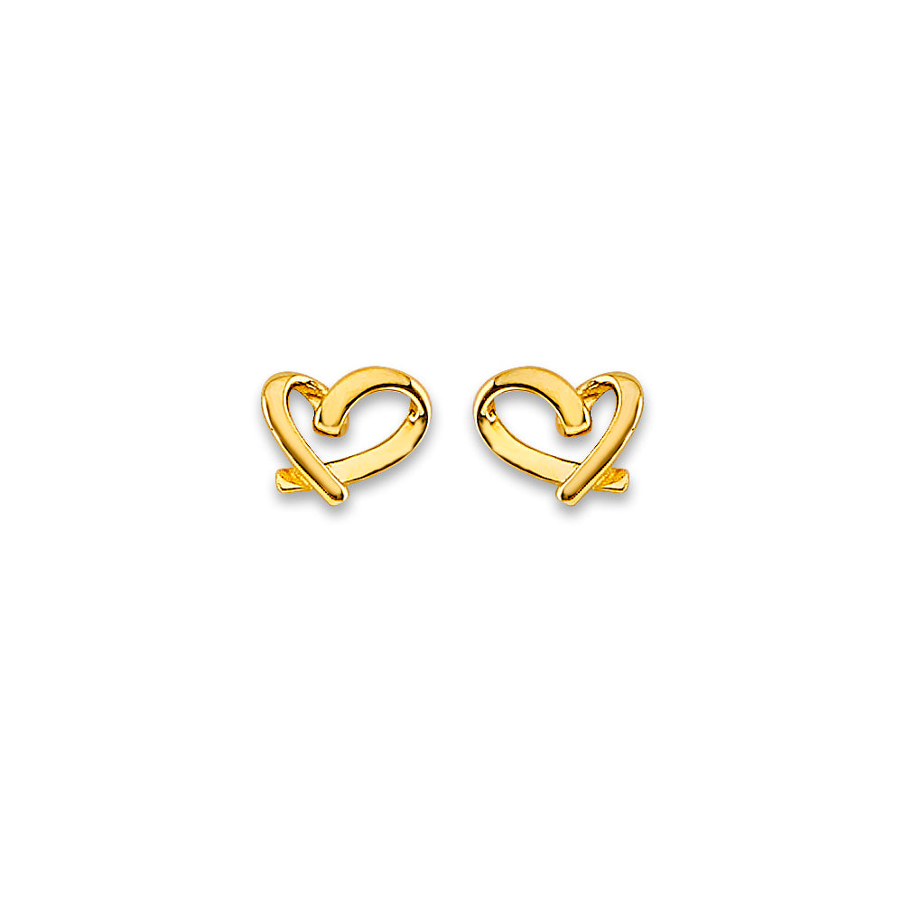 14KT REAL GOLD HEART STUD EARRINGS FOR KIDS