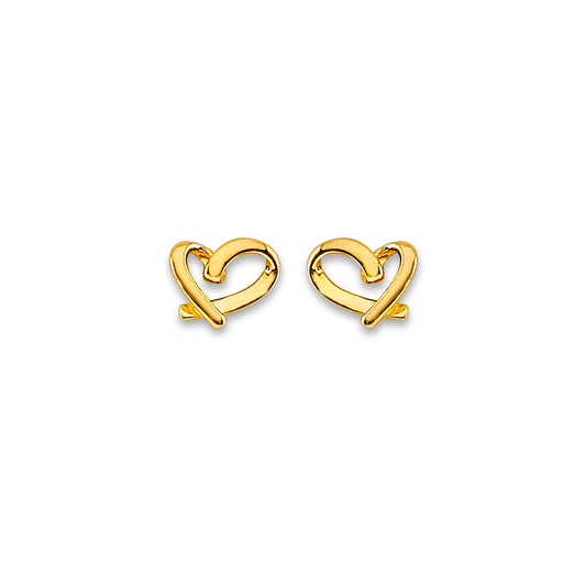 14KT REAL GOLD HEART STUD EARRINGS FOR KIDS