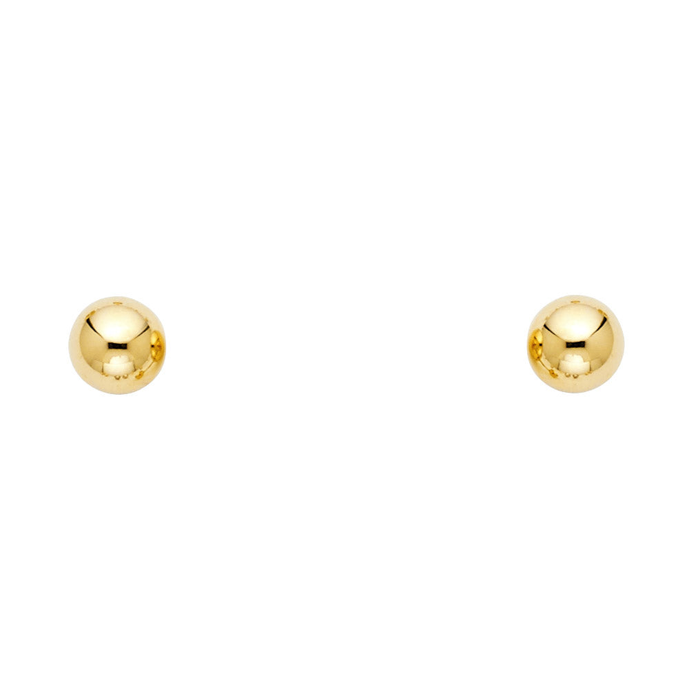 14KT REAL GOLD BALL STUD EARRING