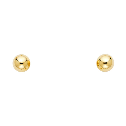14KT REAL GOLD BALL STUD EARRING