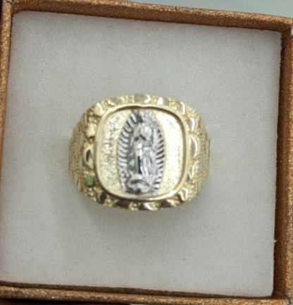 10kt Real Gold Nugget Style Virgin Mary Ring