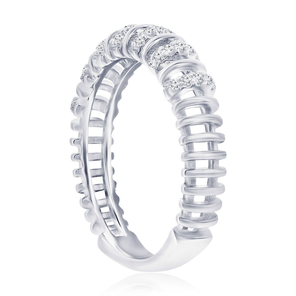 Sterling Silver, 5mm Wire Design CZ Ring