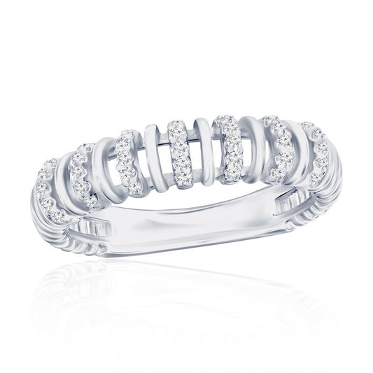 Sterling Silver, 5mm Wire Design CZ Ring