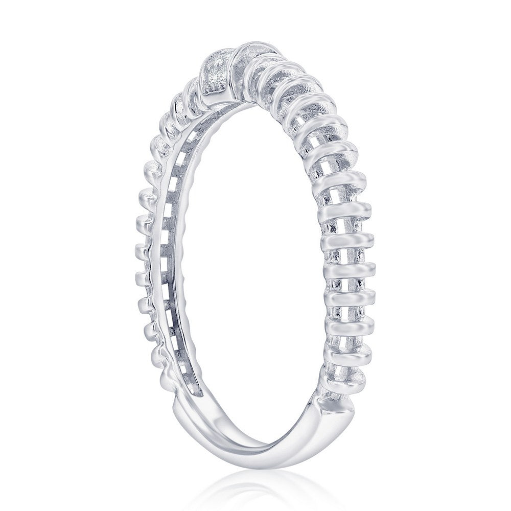 Sterling Silver, Pave CZ Wire Design Ring