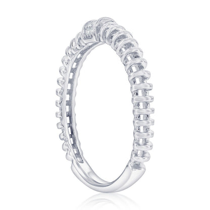 Sterling Silver, Pave CZ Wire Design Ring