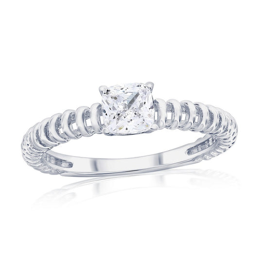 Sterling Silver, Square CZ Wire Design Ring