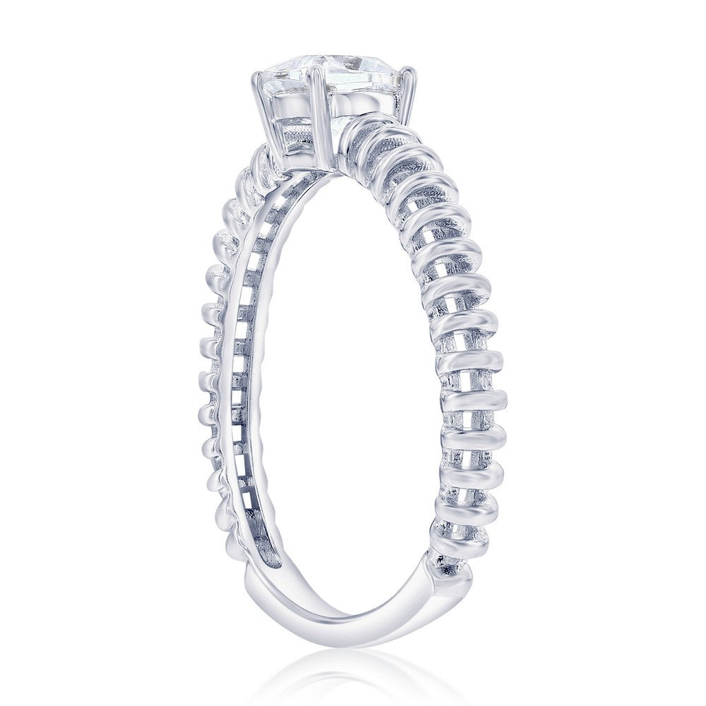 Sterling Silver, Square CZ Wire Design Ring