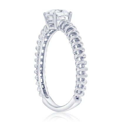 Sterling Silver, Square CZ Wire Design Ring