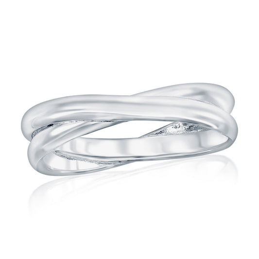 Sterling Silver, Polished 'X' Design Ring