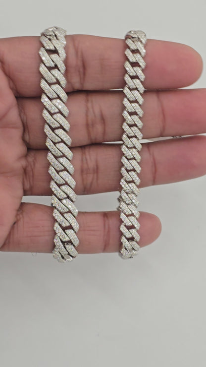 925 STERLING SILVER MOISSANITE DIAMOND BRACELET 8MM AND 10 MM 8 INCHES