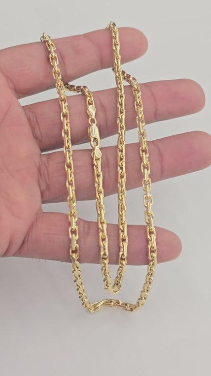 14KT REAL GOLD SOLID ROLO CHAIN 3.6MM FOR MEN AND WOMEN