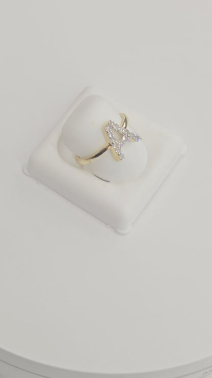 REAL DIAMOND 10KT GOLD INITIAL LETTER A TO Z RING FOR GIRL AND WOMEN