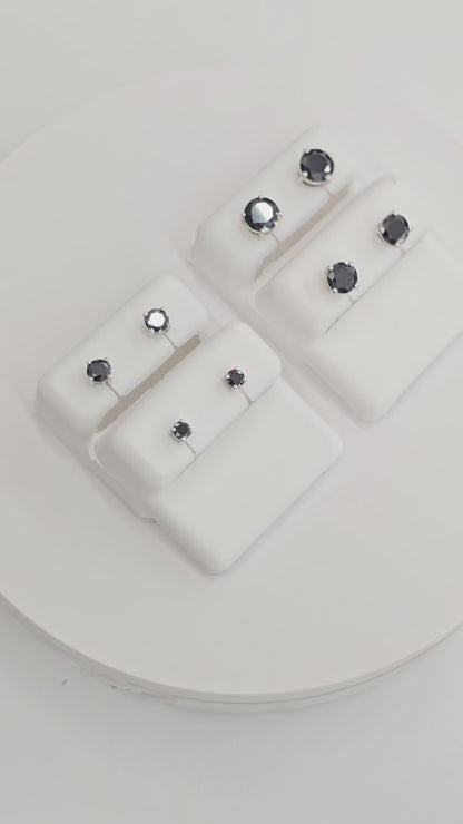 925 Sterling Silver Black Moissanite Diamond Stud Earring