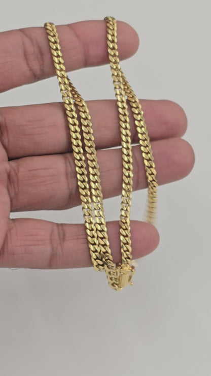 14kt REAL GOLD SOLID MIAMI CUBAN CHAIN 4MM