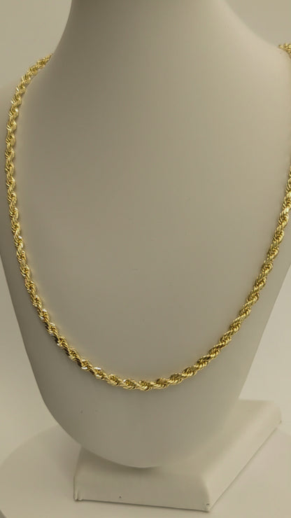 14kt Real Gold Rope Chain 4mm