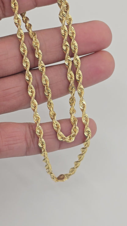 14KT REAL GOLD SPARKLE ROPE CHAIN 4MM