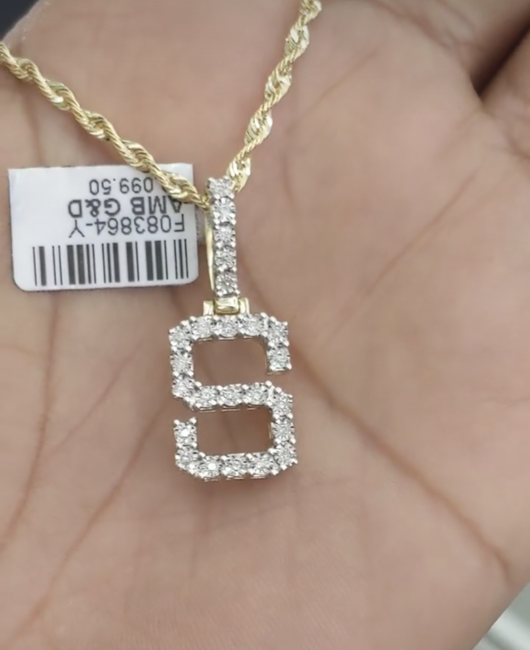 REAL DIAMOND 10KT FANUC STYLE LETTER S PENDANT
