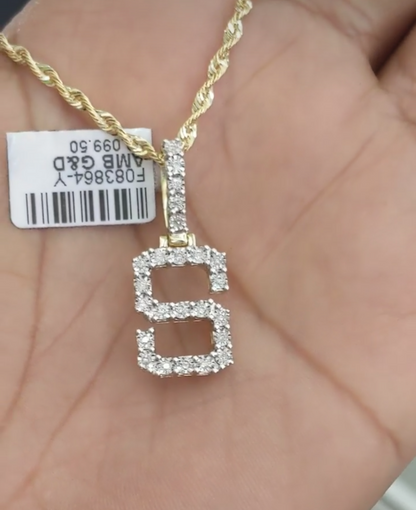 REAL DIAMOND 10KT FANUC STYLE LETTER S PENDANT