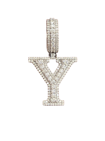 925 Sterling Silver Moissanite Diamond Initial A to Z Pendant