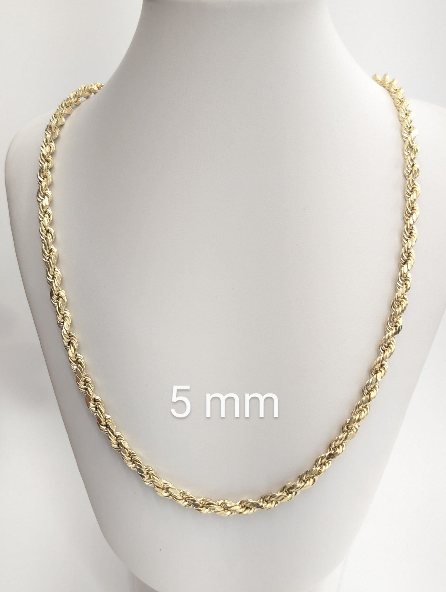 10kt Real Gold Hollow Rope Chain 2mm 3mm 4mm 5mm