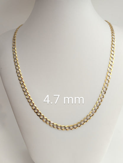 14kt Real Solid Gold Cuban Curb Diamond Cut Chain 3.7 mm 4.7 mm 5.7 mm