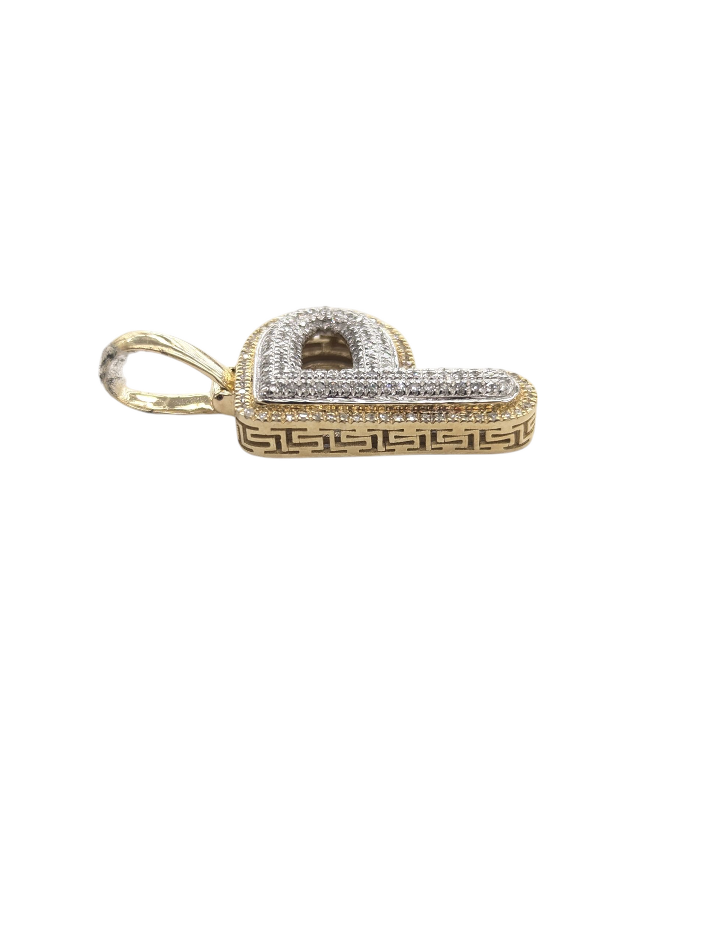 REAL DIAMOND 10KT TWO TONE BUBBLE LETTER A- Z PENDANT