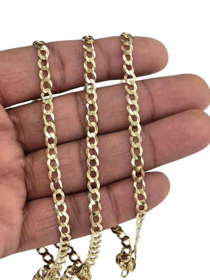 10KT REAL GOLD SOLID CUBAN CURB CHAIN 4.8MM FOR MEN AND WOMEN