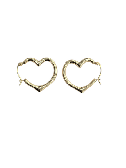 14KT REAL GOLD HEART STYLE HOOP EARRING