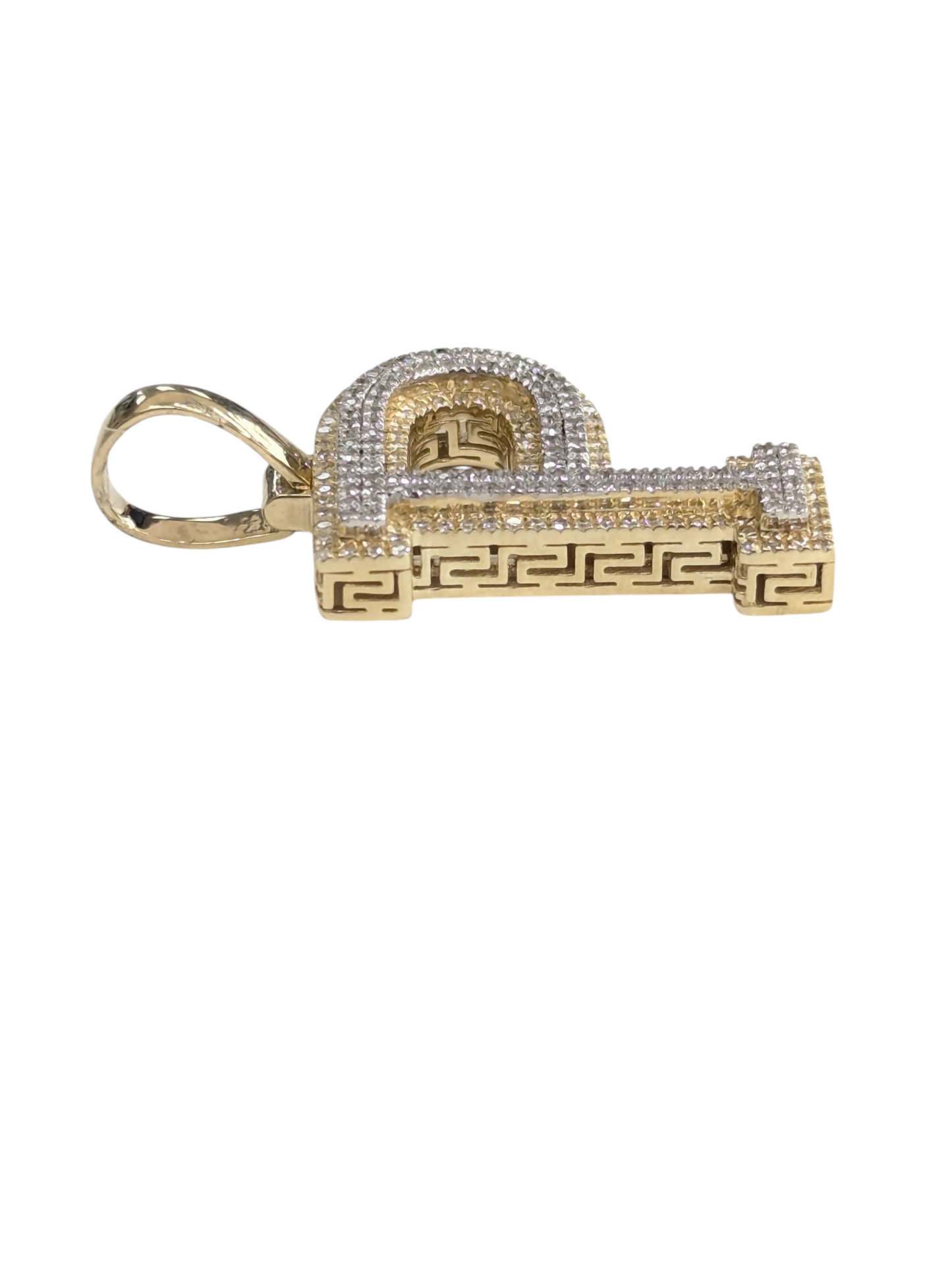 REAL DIAMOND 10KT TWO TONE BLOCK LETTER A- Z PENDANT