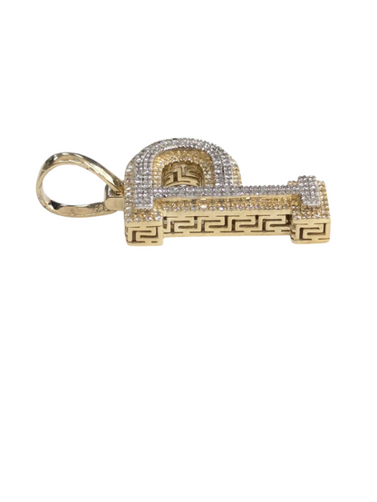 REAL DIAMOND 10KT TWO TONE BLOCK LETTER A- Z PENDANT