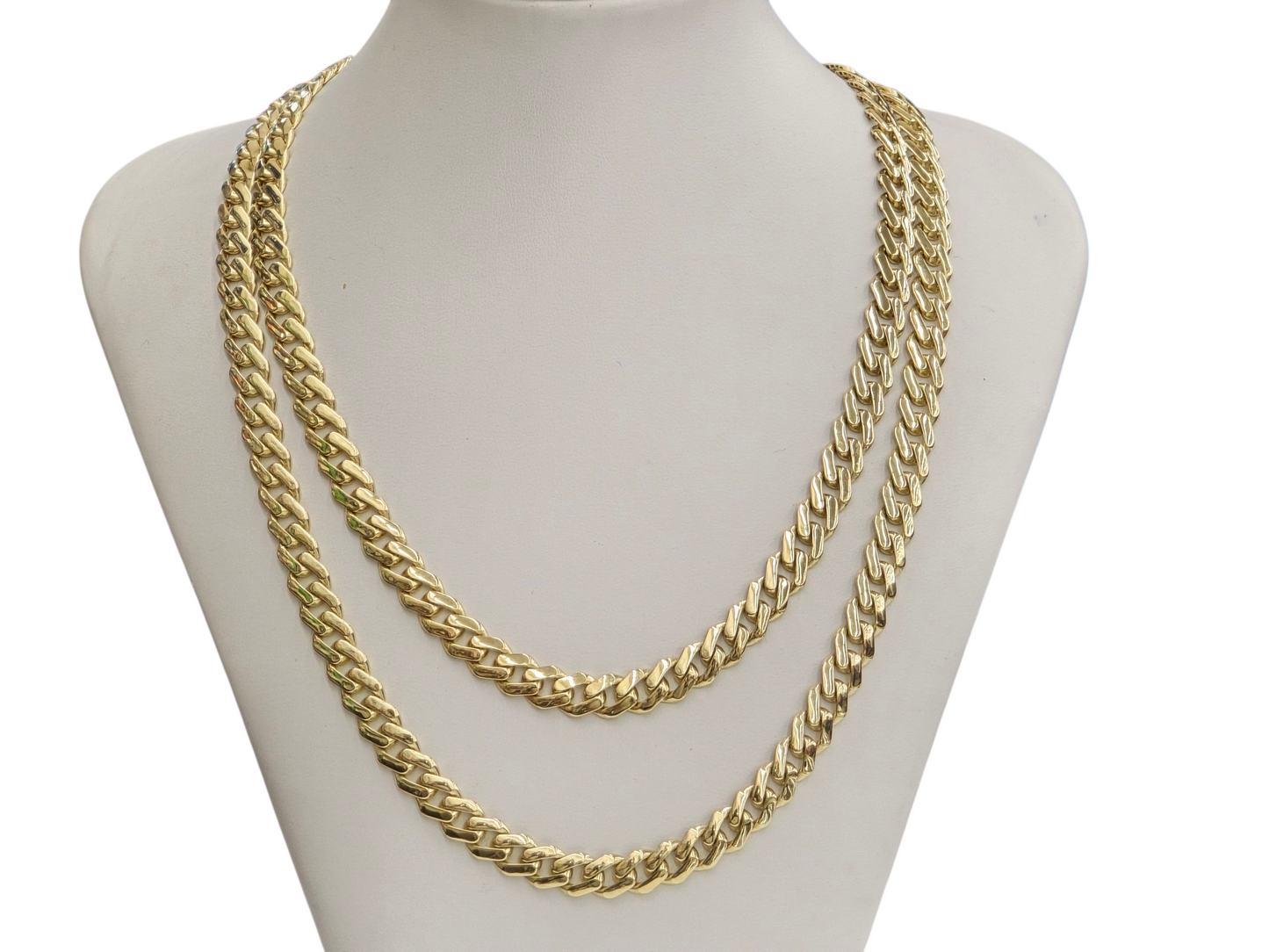 10KT REAL GOLD MONACO STYLE CHAIN 7.25 MM