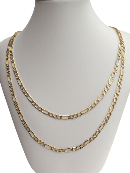 10kt Real Gold Figaro Diamond Cut Chain 4.5mm