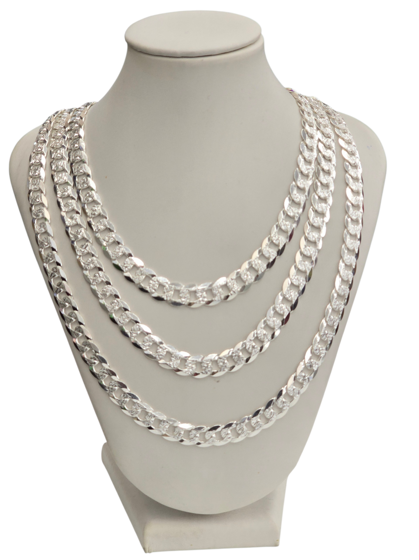925 STERLING SILVER CUBAN CURB DIAMOND CUT CHAIN 9.2 MM FOR MEN AND WOMEN