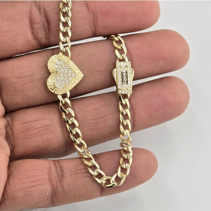 10KT REAL GOLD HEART FANCY BRACELET