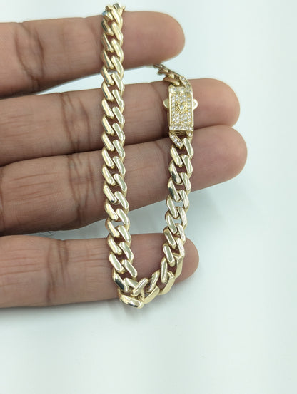 14kt Real Gold Miami Cuban Style Bracelet