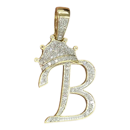 REAL NATURAL DIAMOND 10KT GOLD INITIAL A TO Z PENDANT