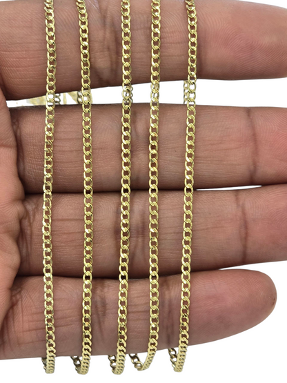 10kt REAL GOLD CUBAN CURB CHAIN 2.2 MM