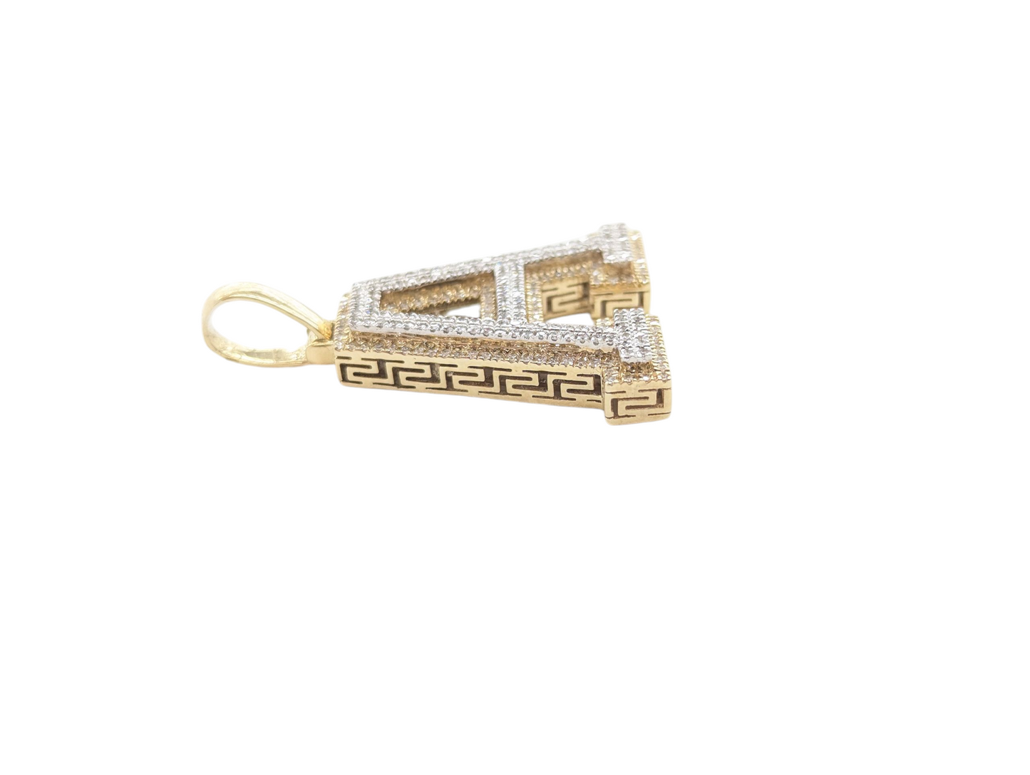 REAL DIAMOND 10KT TWO TONE BLOCK LETTER A- Z PENDANT