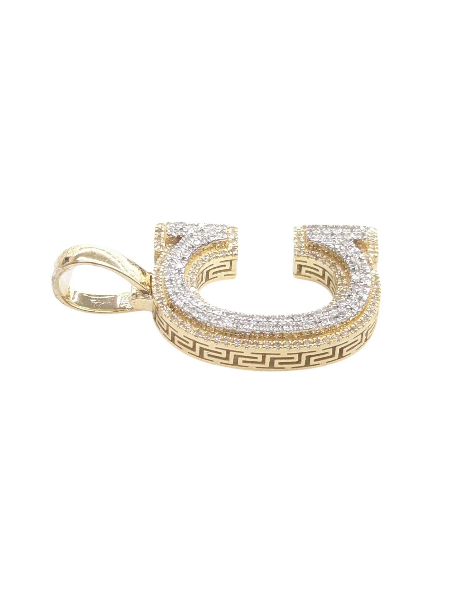 REAL DIAMOND 10KT TWO TONE BLOCK LETTER A- Z PENDANT