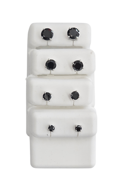 925 Sterling Silver Black Moissanite Diamond Stud Earring