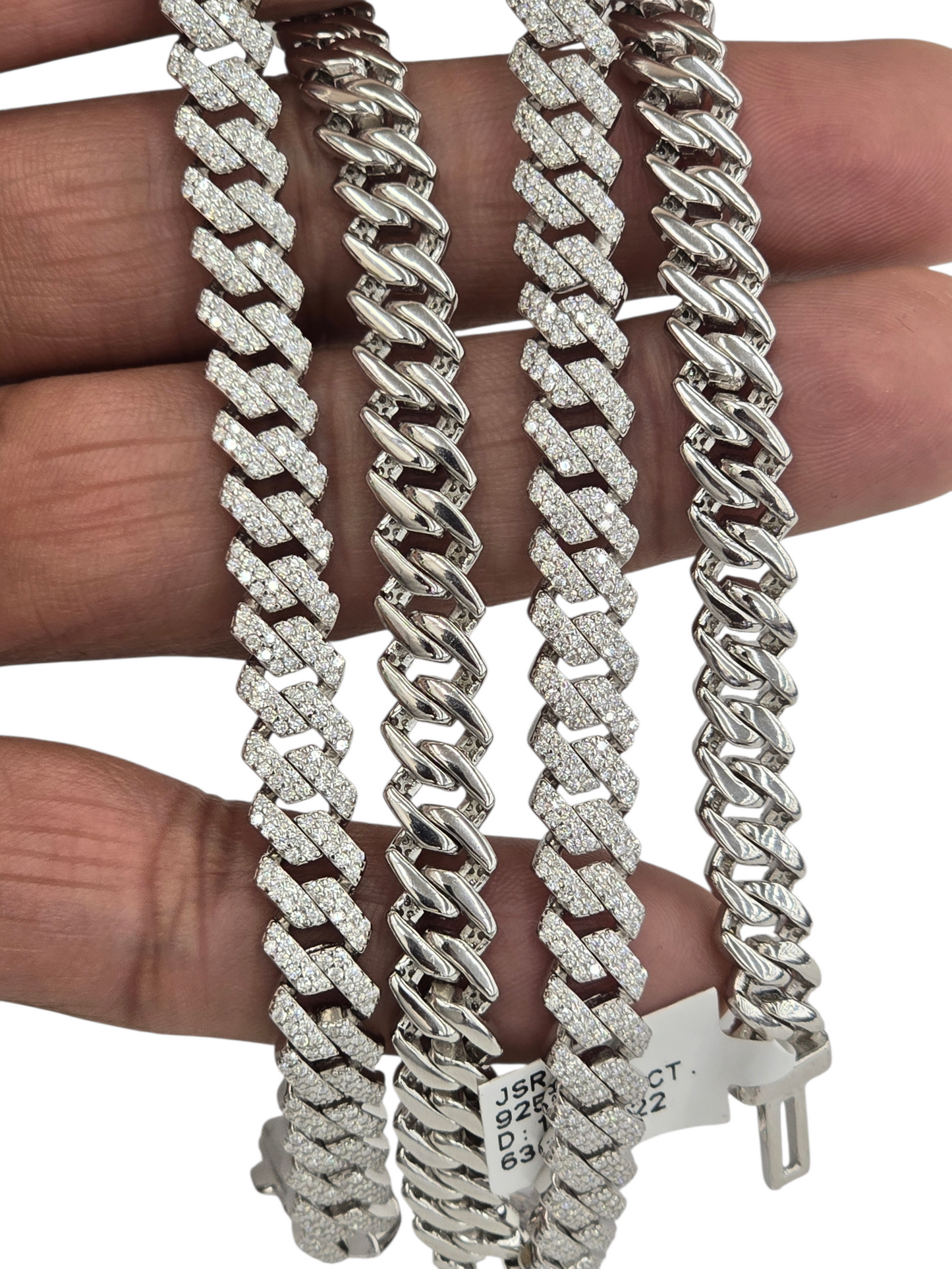 925 STERLING SILVER MOISSANITE DIAMOND CUBAN CHAIN 8MM