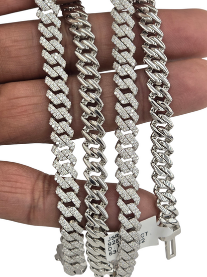 925 STERLING SILVER MOISSANITE DIAMOND CUBAN CHAIN 8MM