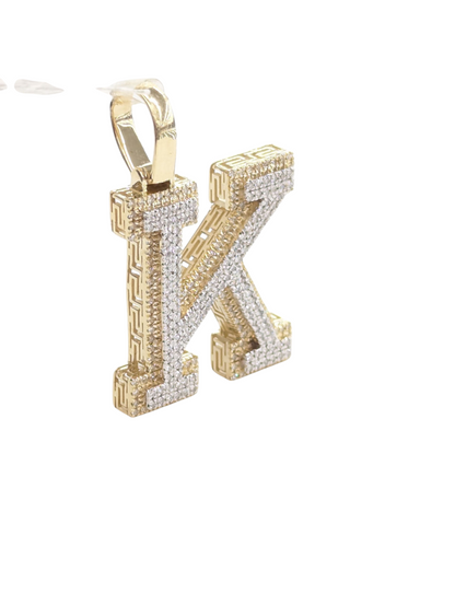 REAL DIAMOND 10KT TWO TONE BLOCK LETTER A- Z PENDANT