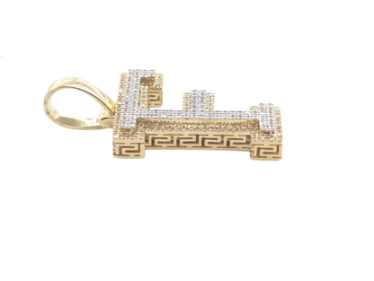 REAL DIAMOND 10KT TWO TONE BLOCK LETTER A- Z PENDANT