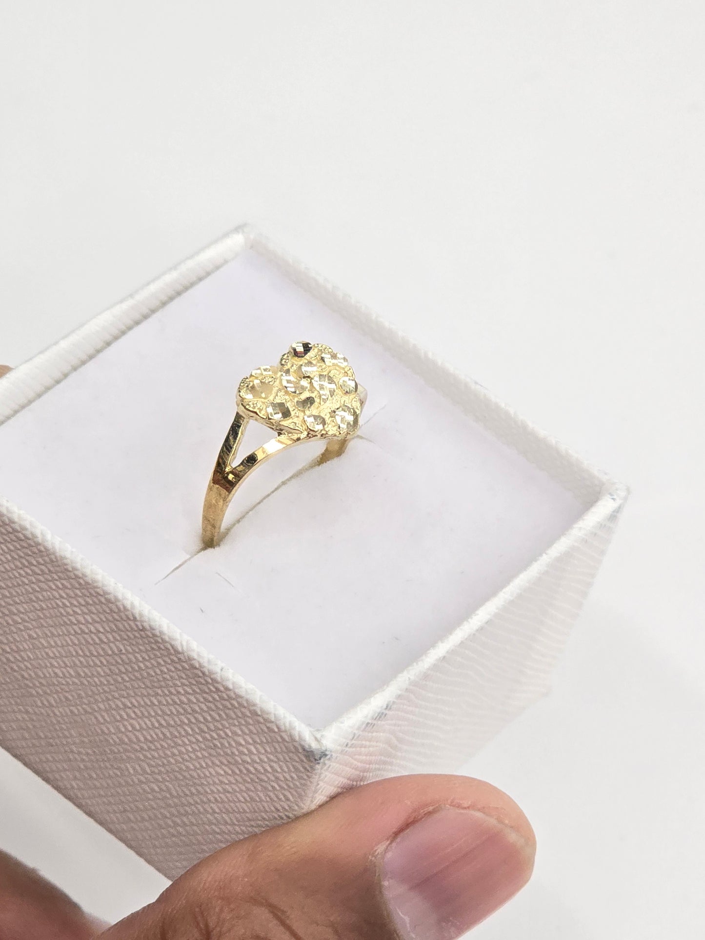 10KT REAL GOLD HEART NUGGET RING