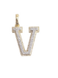 REAL DIAMOND 10KT TWO TONE BLOCK LETTER A- Z PENDANT