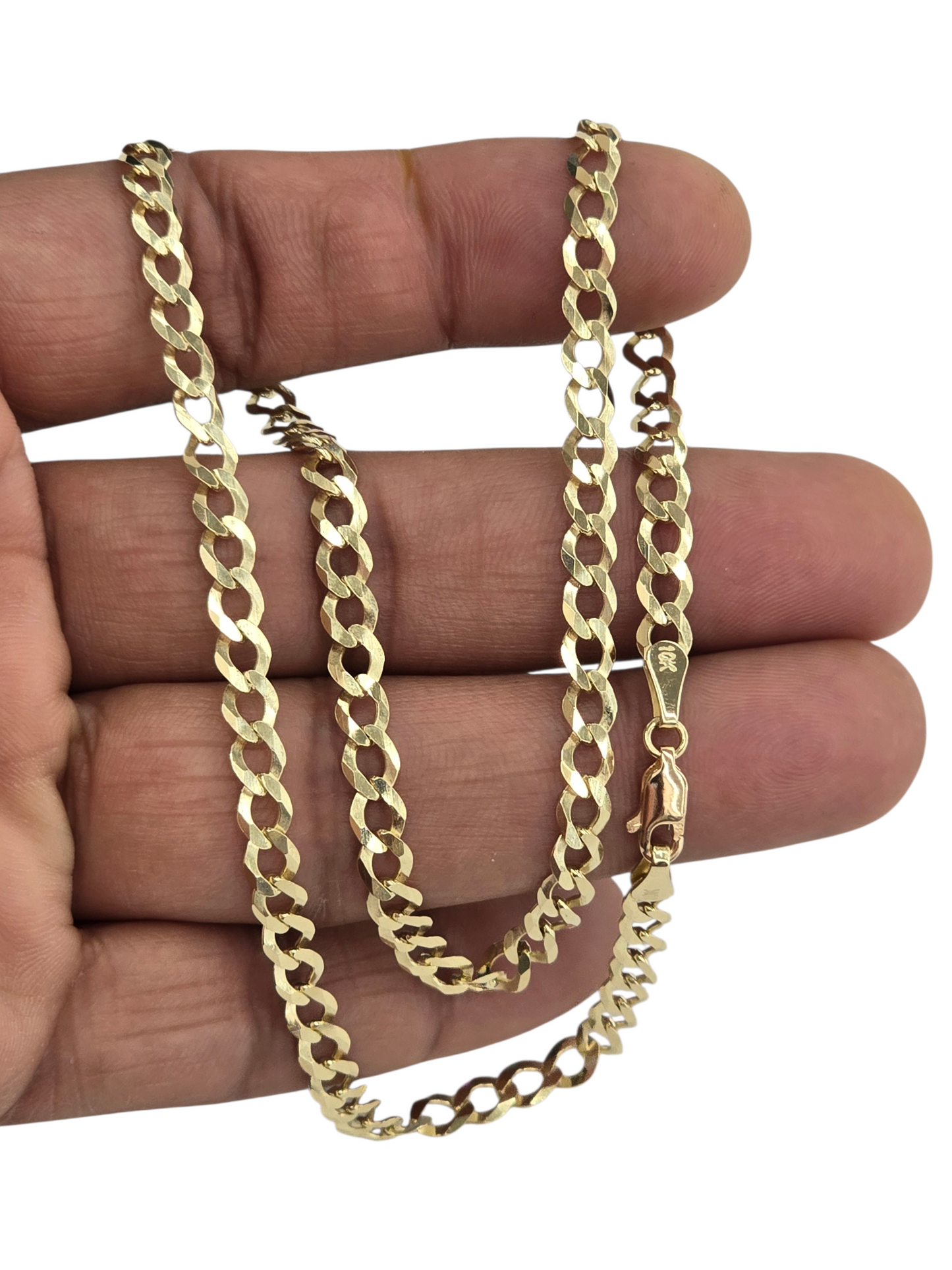 10KT REAL GOLD SOLID CUBAN CURB CHAIN 4.8MM FOR MEN AND WOMEN