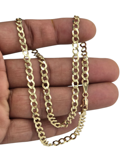 10KT REAL GOLD SOLID CUBAN CURB CHAIN 4.8MM FOR MEN AND WOMEN